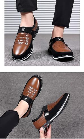 Mens Oxford Derby Orthopedic Leather Slip-On Casual Shoes Luxury Business Soft Sole Flat Oxford in Saudi Arabia