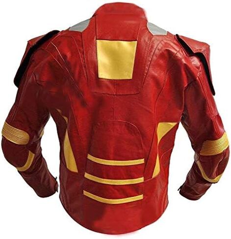 Leatheray Men's Fashion Iron Man Real Leather Motorbike Jacket Red in Kuwait