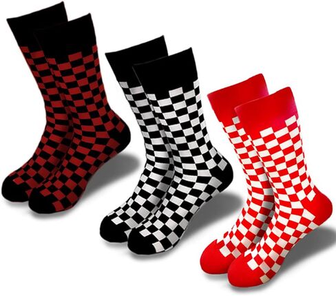 3PK Fashion Men's novelty Socks Checker board crew Socks, - Skateboard Socks (Shoe Size 6-12) in Kuwait