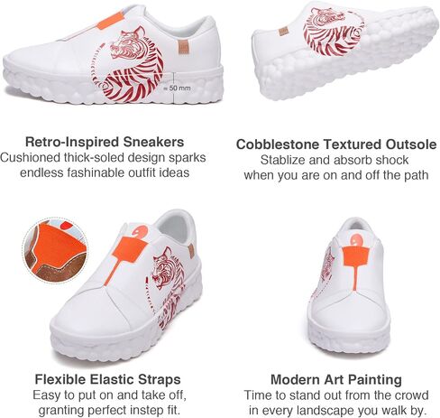 UIN Men's Fashion Sneakers Lightweight Walking Casual Slip Ons Art Painted Athletic Travel Skate Shoes Las Ramblas in Saudi Arabia
