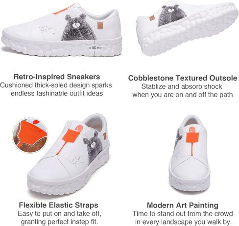 UIN Men's Fashion Sneakers Lightweight Walking Casual Slip Ons Art Painted Athletic Travel Skate Shoes Las Ramblas in Saudi Arabia