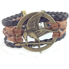 Today's Loot Hunger Games Mocking Jay Black Brown Leather Bracelet in Saudi Arabia