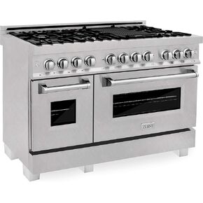 ZLINE 48 in. Professional Dual Fuel Range in Snow Stainless with Snow Stainless Door (RAS-SN-48) in Saudi Arabia