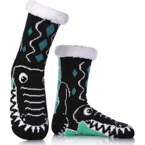 Mens Slipper Socks Animal Fuzzy Non Slip Fluffy Winter Warm Soft Thick Fleece lined Thermal Home Socks