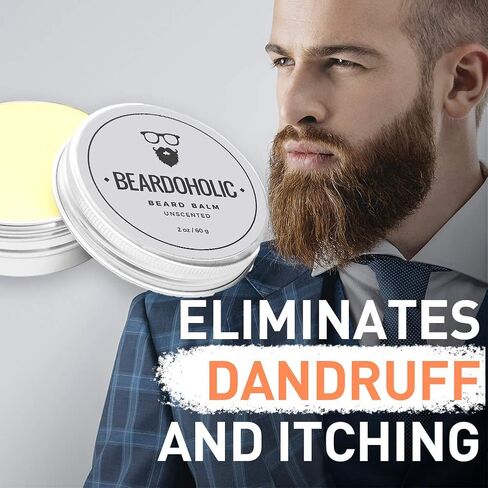 Beardoholic Beard Balm – 100% Natural With Strong Hold That Lasts All Day - Shapes and Styles Beard With Ease – Eliminate Beard Itch and Dandruff – Light Orange Scent, 2 oz or 60 g Size of Container in Saudi Arabia