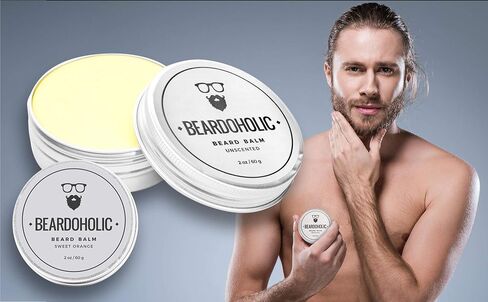 Beardoholic Beard Balm – 100% Natural With Strong Hold That Lasts All Day - Shapes and Styles Beard With Ease – Eliminate Beard Itch and Dandruff – Light Orange Scent, 2 oz or 60 g Size of Container in Saudi Arabia