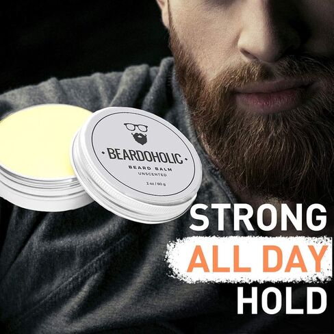 Beardoholic Beard Balm – 100% Natural With Strong Hold That Lasts All Day - Shapes and Styles Beard With Ease – Eliminate Beard Itch and Dandruff – Light Orange Scent, 2 oz or 60 g Size of Container in Saudi Arabia