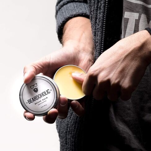 Beardoholic Beard Balm – 100% Natural With Strong Hold That Lasts All Day - Shapes and Styles Beard With Ease – Eliminate Beard Itch and Dandruff – Light Orange Scent, 2 oz or 60 g Size of Container in Saudi Arabia