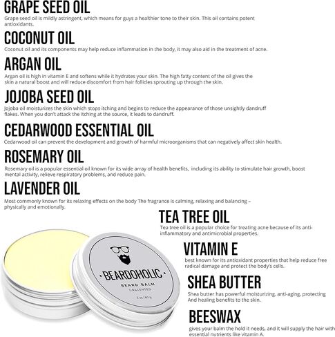 Beardoholic Beard Balm – 100% Natural With Strong Hold That Lasts All Day - Shapes and Styles Beard With Ease – Eliminate Beard Itch and Dandruff – Light Orange Scent, 2 oz or 60 g Size of Container in Saudi Arabia