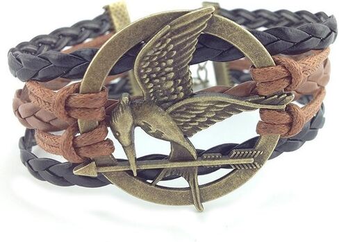 Today's Loot Hunger Games Mocking Jay Black Brown Leather Bracelet in Saudi Arabia
