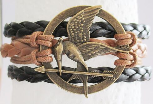 Today's Loot Hunger Games Mocking Jay Black Brown Leather Bracelet in Saudi Arabia