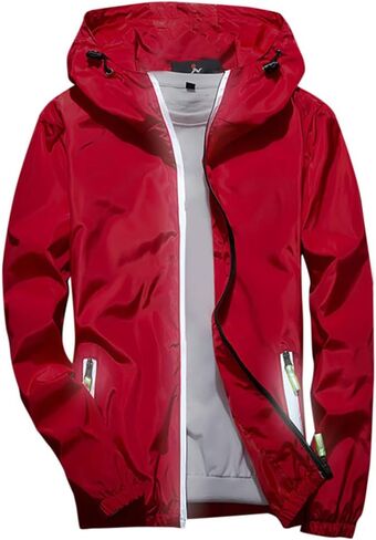 Ymosrh Mens Bomber Jackets Men's Casual Color Plus Size Hoodie Reflective Zipper Outdoor Sport Coat in Kuwait