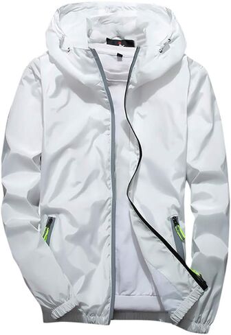 Ymosrh Mens Bomber Jackets Men's Casual Color Plus Size Hoodie Reflective Zipper Outdoor Sport Coat in Kuwait