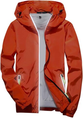 Ymosrh Mens Bomber Jackets Men's Casual Color Plus Size Hoodie Reflective Zipper Outdoor Sport Coat in Kuwait