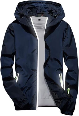 Ymosrh Mens Bomber Jackets Men's Casual Color Plus Size Hoodie Reflective Zipper Outdoor Sport Coat in Saudi Arabia