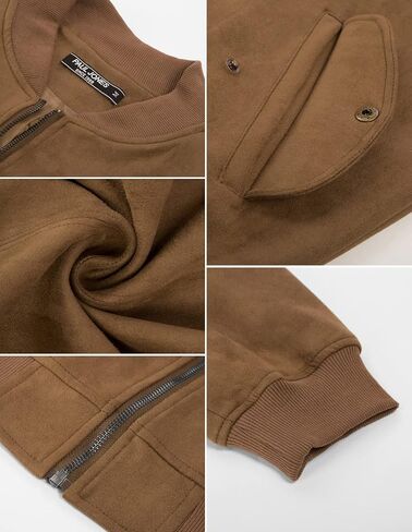 PJ PAUL JONES Mens Flight Suede Jackets Vintage Soft Bomber Varsity Jackets in Saudi Arabia