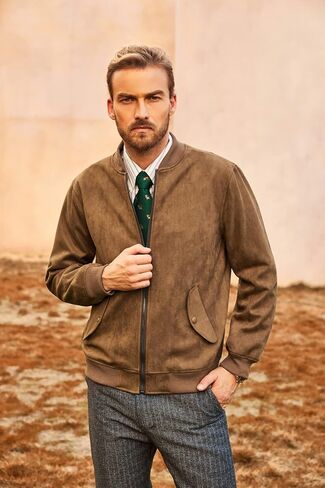 PJ PAUL JONES Mens Flight Suede Jackets Vintage Soft Bomber Varsity Jackets in Saudi Arabia