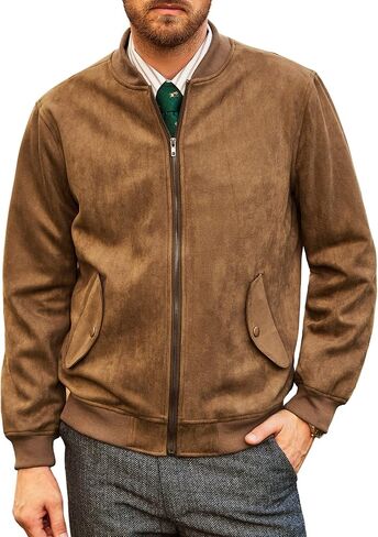PJ PAUL JONES Mens Flight Suede Jackets Vintage Soft Bomber Varsity Jackets in Saudi Arabia