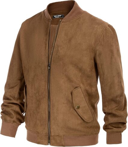 PJ PAUL JONES Mens Flight Suede Jackets Vintage Soft Bomber Varsity Jackets in Saudi Arabia