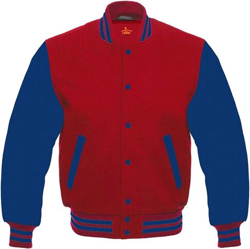 Men's Varsity Baseball Letterman School Bomber style all wool Royal blue sleeves jacket in Saudi Arabia