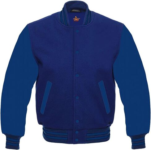 Men's Varsity Baseball Letterman School Bomber style all wool Royal blue sleeves jacket in Saudi Arabia