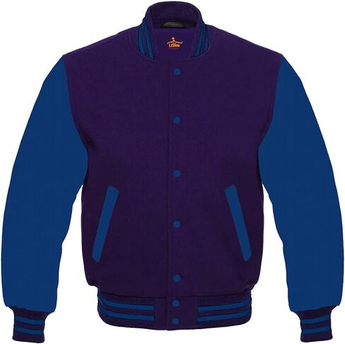 Men's Varsity Baseball Letterman School Bomber style all wool Royal blue sleeves jacket in Saudi Arabia