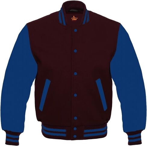 Men's Varsity Baseball Letterman School Bomber style all wool Royal blue sleeves jacket in Saudi Arabia