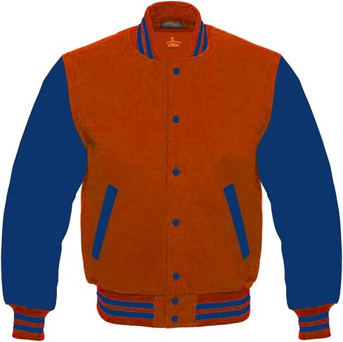Men's Varsity Baseball Letterman School Bomber style all wool Royal blue sleeves jacket in Saudi Arabia