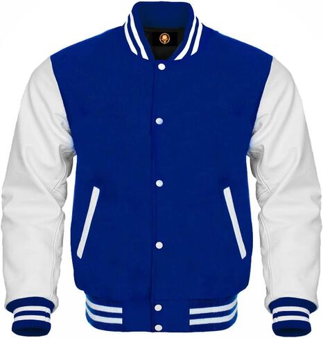 TOOFAN Unisex Varsity Jackets Letterman Baseball Bomber Cow Leather Sleeves Wool Body 42 Team Colors Option in Saudi Arabia