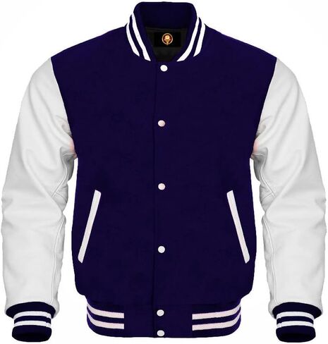 TOOFAN Unisex Varsity Jackets Letterman Baseball Bomber Cow Leather Sleeves Wool Body 42 Team Colors Option in Saudi Arabia