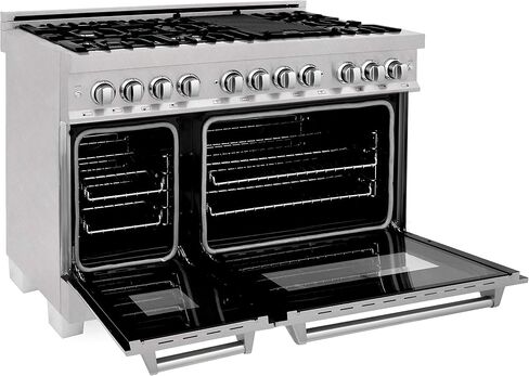 ZLINE 48 in. Professional Dual Fuel Range in Snow Stainless with Snow Stainless Door (RAS-SN-48) in Saudi Arabia