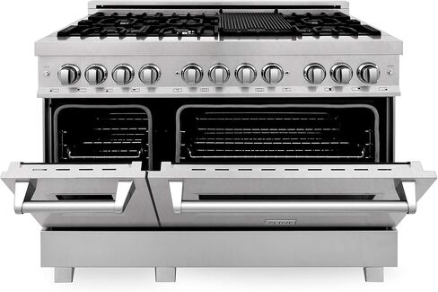 ZLINE 48 in. Professional Dual Fuel Range in Snow Stainless with Snow Stainless Door (RAS-SN-48) in Saudi Arabia
