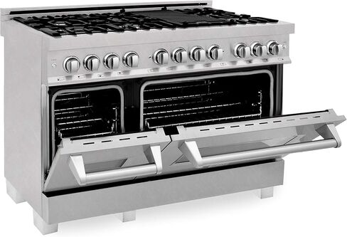 ZLINE 48 in. Professional Dual Fuel Range in Snow Stainless with Snow Stainless Door (RAS-SN-48) in Saudi Arabia