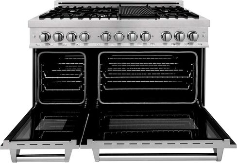 ZLINE 48 in. Professional Dual Fuel Range in Snow Stainless with Snow Stainless Door (RAS-SN-48) in Saudi Arabia