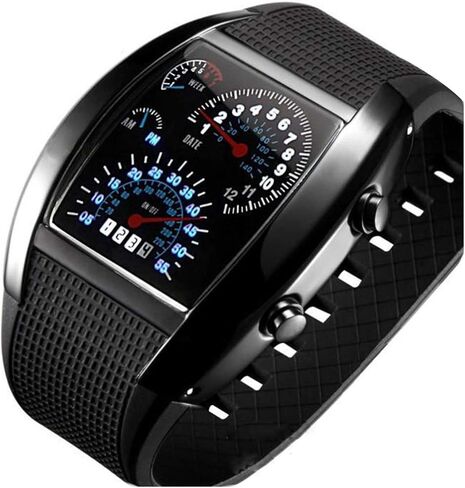 Fanmis Men's Digital Fashion Cobra LED Watches Silicone Iron Triangle Dial Sports Wrist Watch in Saudi Arabia