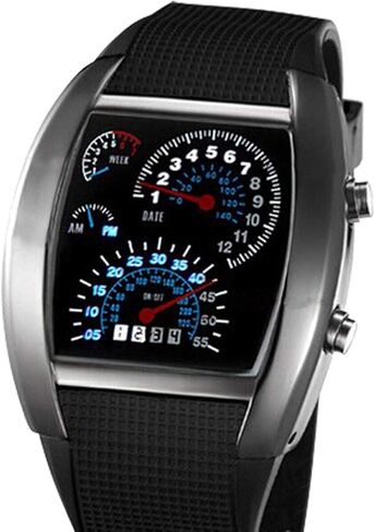 Fanmis Men's Digital Fashion Cobra LED Watches Silicone Iron Triangle Dial Sports Wrist Watch in Saudi Arabia