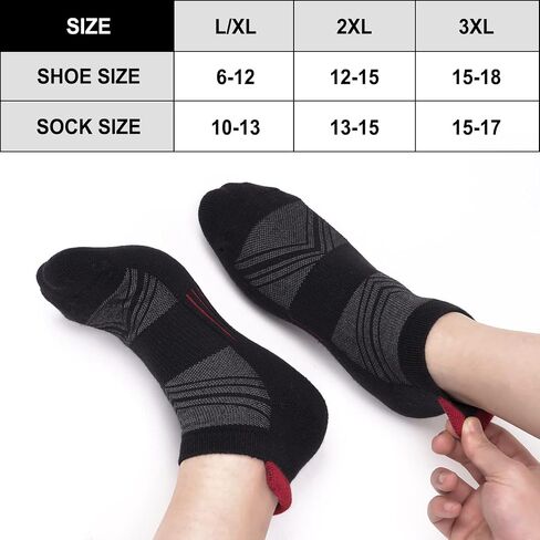 6 Pairs Men's Ankle Socks Size 10-13/13-15 Anti-Blister Cotton Athletic Socks Cushioned Low Cut Tab With Arch Support in Saudi Arabia