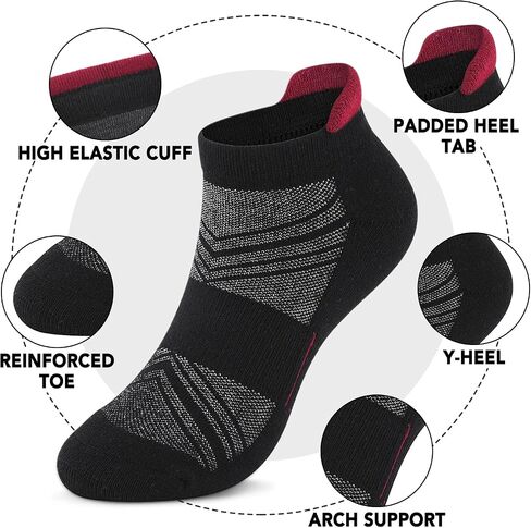 6 Pairs Men's Ankle Socks Size 10-13/13-15 Anti-Blister Cotton Athletic Socks Cushioned Low Cut Tab With Arch Support in Saudi Arabia