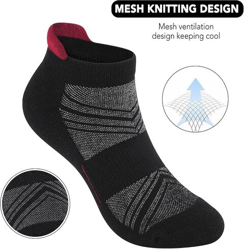 6 Pairs Men's Ankle Socks Size 10-13/13-15 Anti-Blister Cotton Athletic Socks Cushioned Low Cut Tab With Arch Support in Saudi Arabia