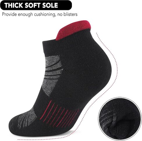 6 Pairs Men's Ankle Socks Size 10-13/13-15 Anti-Blister Cotton Athletic Socks Cushioned Low Cut Tab With Arch Support in Saudi Arabia