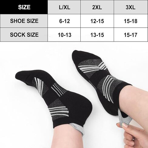 6 أزواج من جوارب الكاحل للرجال مقاس 10-13/13-15 جوارب رياضية قطنية مضادة للبثور مبطنة بعلامة تبويب منخفضة مع دعم قوس in Kuwait