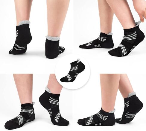 6 أزواج من جوارب الكاحل للرجال مقاس 10-13/13-15 جوارب رياضية قطنية مضادة للبثور مبطنة بعلامة تبويب منخفضة مع دعم قوس in Kuwait
