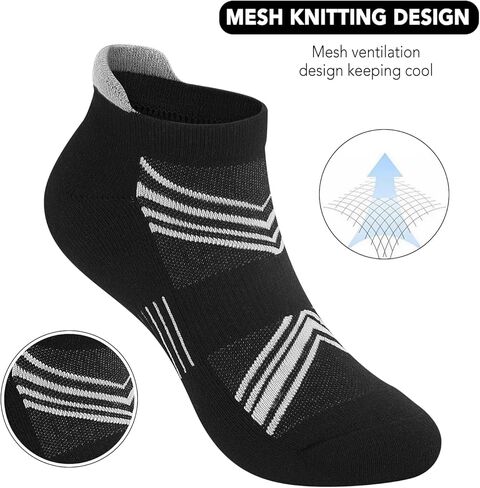 6 أزواج من جوارب الكاحل للرجال مقاس 10-13/13-15 جوارب رياضية قطنية مضادة للبثور مبطنة بعلامة تبويب منخفضة مع دعم قوس in Kuwait