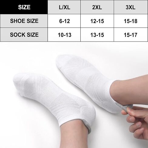 6 Pairs Men's Ankle Socks Size 10-13/13-15 Anti-Blister Cotton Athletic Socks Cushioned Low Cut Tab With Arch Support in Saudi Arabia