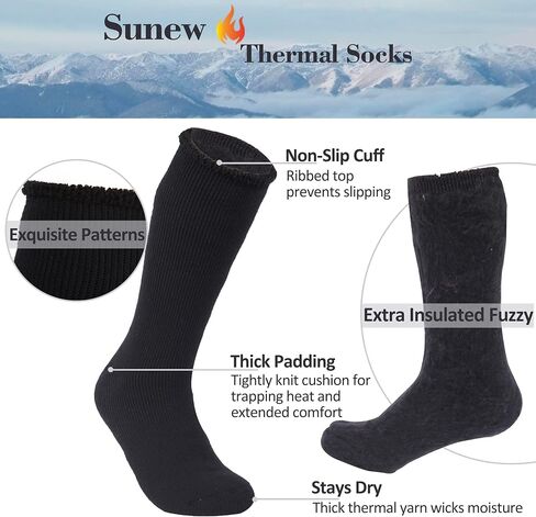 Sunew Warm Thermal Socks, Unisex Thick Insulated Heated Winter Heavy Crew Socks in Saudi Arabia