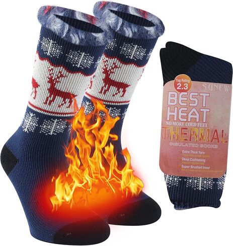 Sunew Warm Thermal Socks, Unisex Thick Insulated Heated Winter Heavy Crew Socks in Saudi Arabia