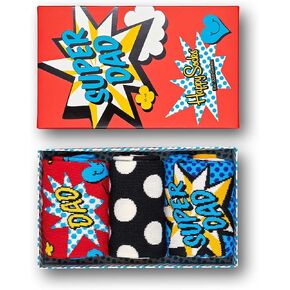 Happy Socks Men's 3-Pack"Super Dad" Socks Gift Box, Black/Red/Blue One Size Black/red/blue in Kuwait