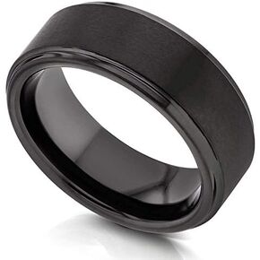 Kobelli Men's Black Tungsten Carbide Wedding Band 8mm in Kuwait