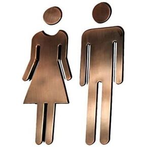 Modern Acrylic Bathroom Sign Decor Adhesive Foil Backed Men's and Women's Unisex (Bronze)