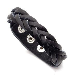 Heavstjer Punk Multi Layer Braided Leather Wristband Cuff Bracelet in Kuwait